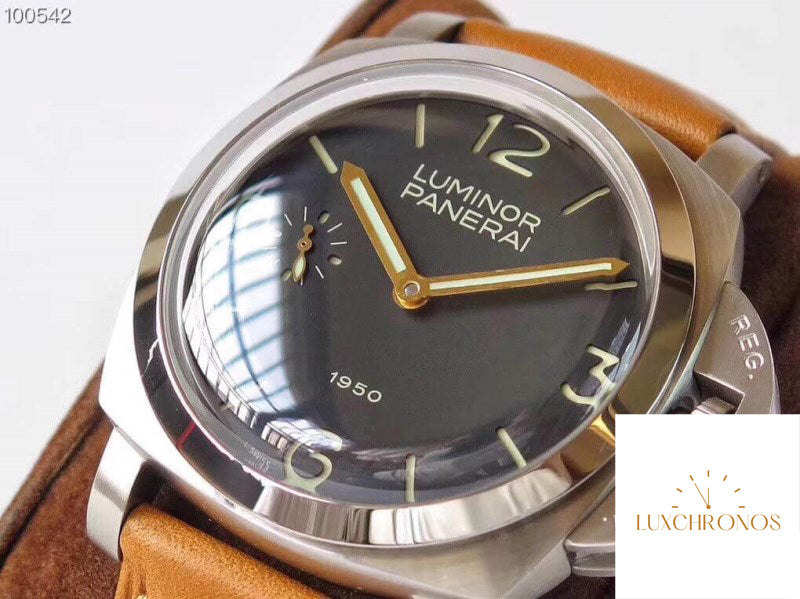 Replica Panerai Luminor 1950 PAM127 ZF Factory 1:1 Best Edition Swiss ETA A6497 Brown Soft Tan Leather Strap